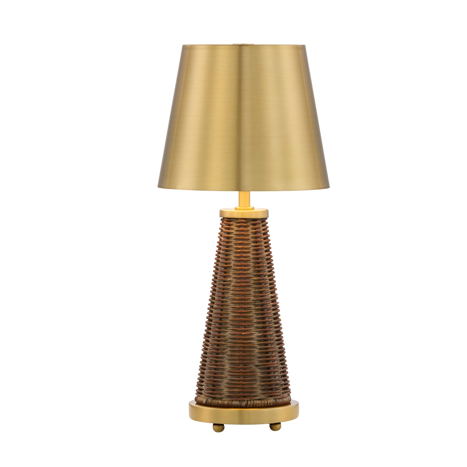 Hazel LED Table Lamp in Brass and Rattan