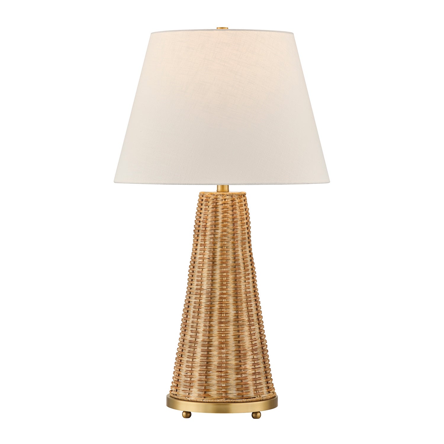 Eleanor One Light Table Lamp in Brass and Wicker