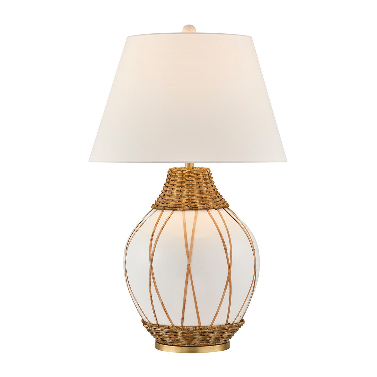 Lampe de table Josephine One Light en blanc et rotin