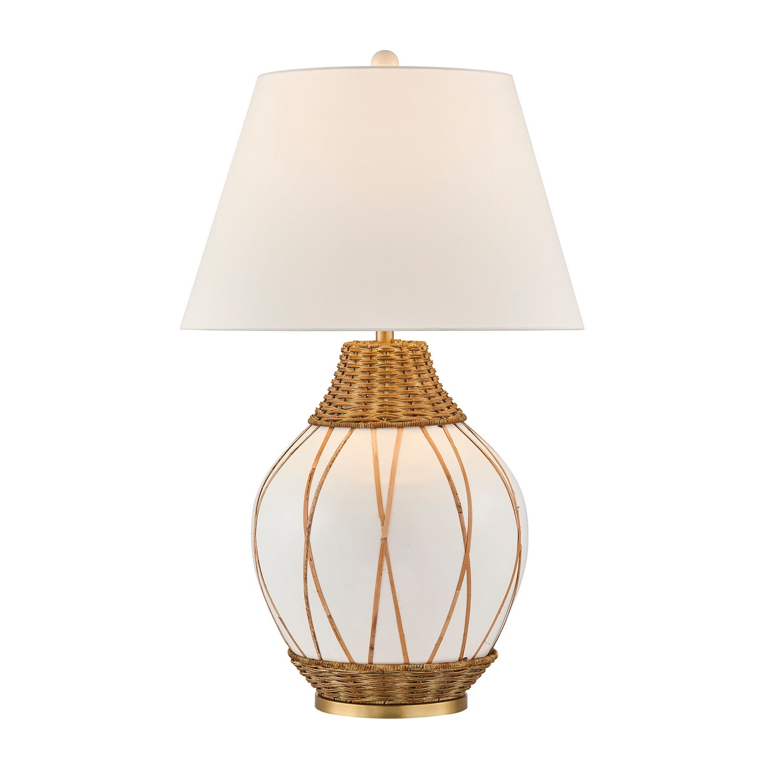 Josephine One Light Table Lamp in White and Rattan