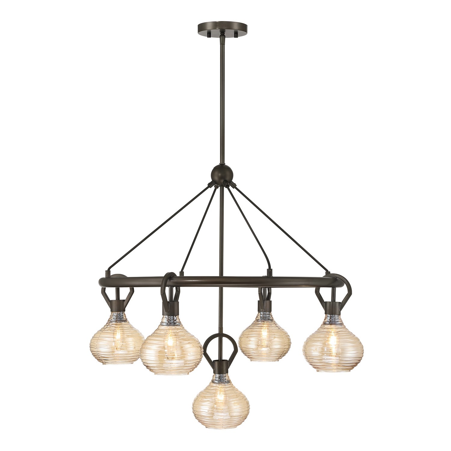 Lustre Sheriden à cinq lumières en bronze méditerranéen
