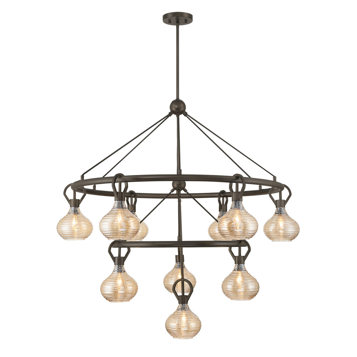 Lustre Sheriden à dix lumières en bronze méditerranéen