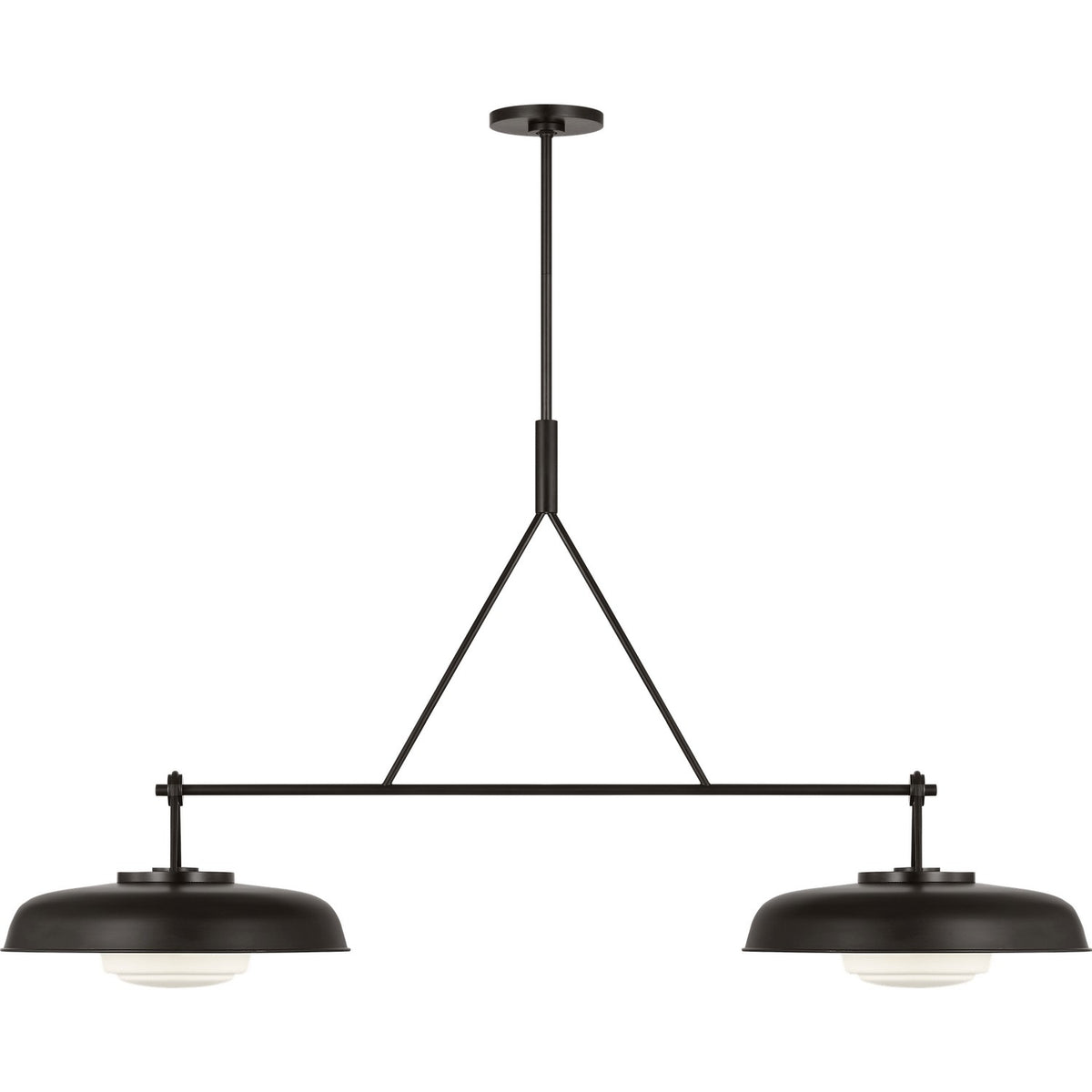 Liora Two Light Linear Chandelier in Aged Iron