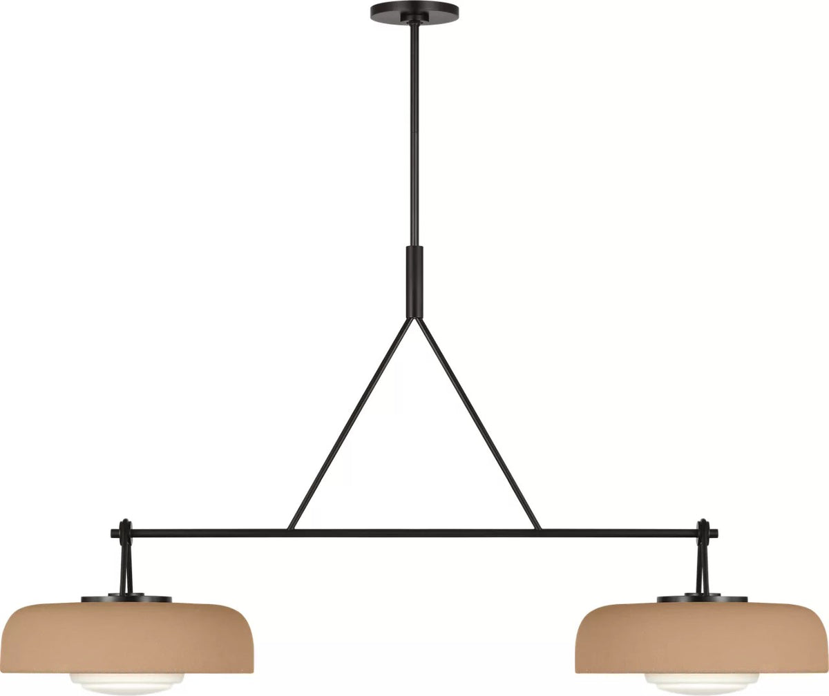 Liora Two Light Linear Chandelier in Aged Iron