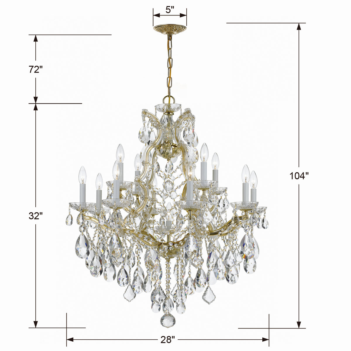 Maria Theresa 13 Light Chandelier in Gold