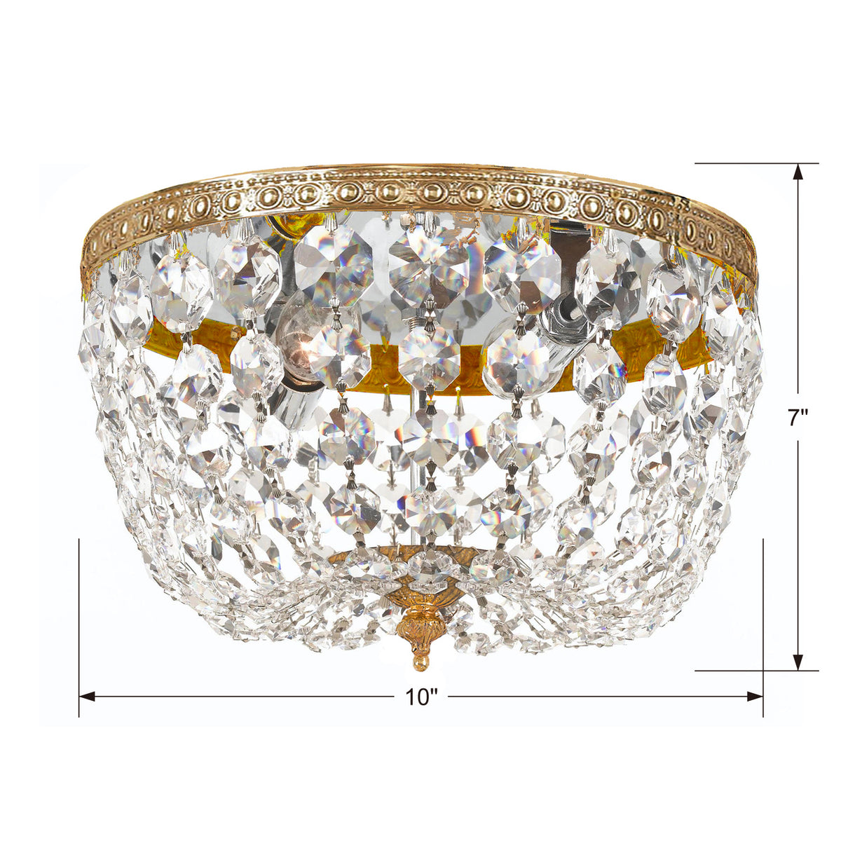 Waltham Two Light Flush Mount in Olde Brass