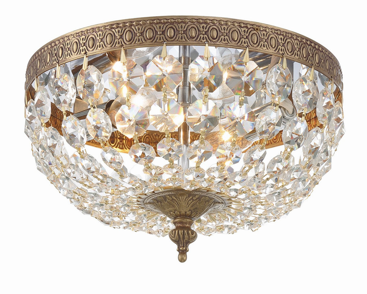 Waltham Two Light Flush Mount in Olde Brass