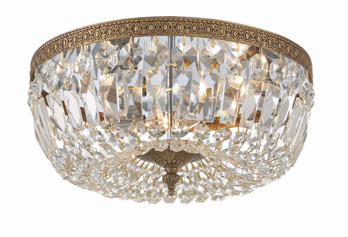 Waltham Three Light Flush Mount in Olde Brass