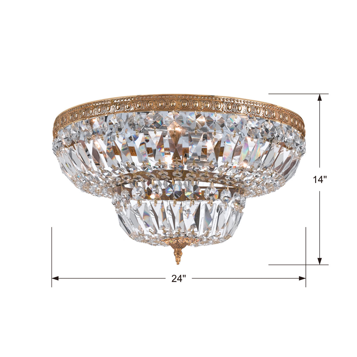 Waltham Six Light Flush Mount in Olde Brass