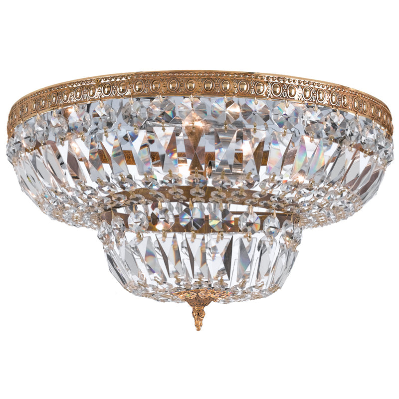 Waltham Six Light Flush Mount in Olde Brass