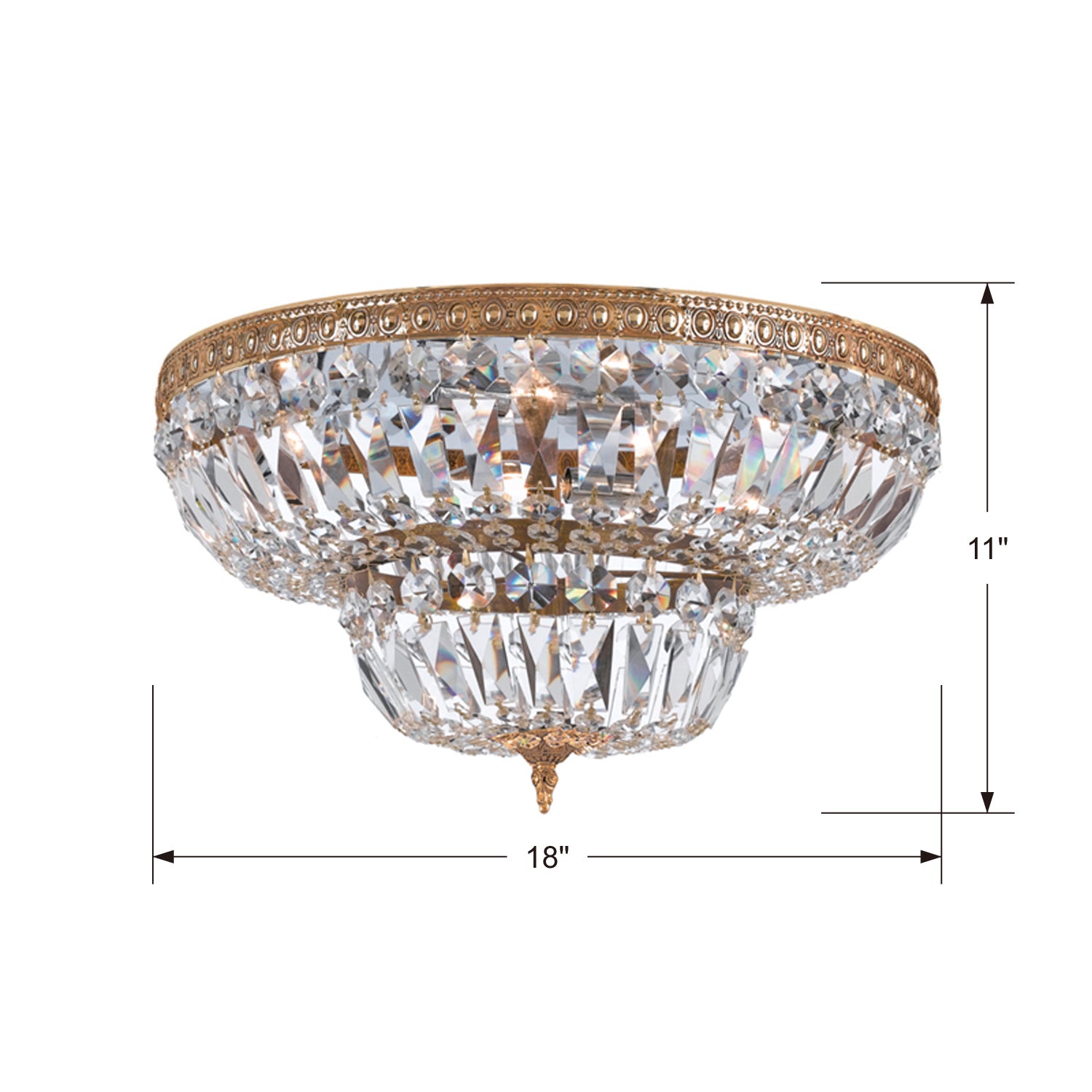 Waltham Four Light Flush Mount in Olde Brass