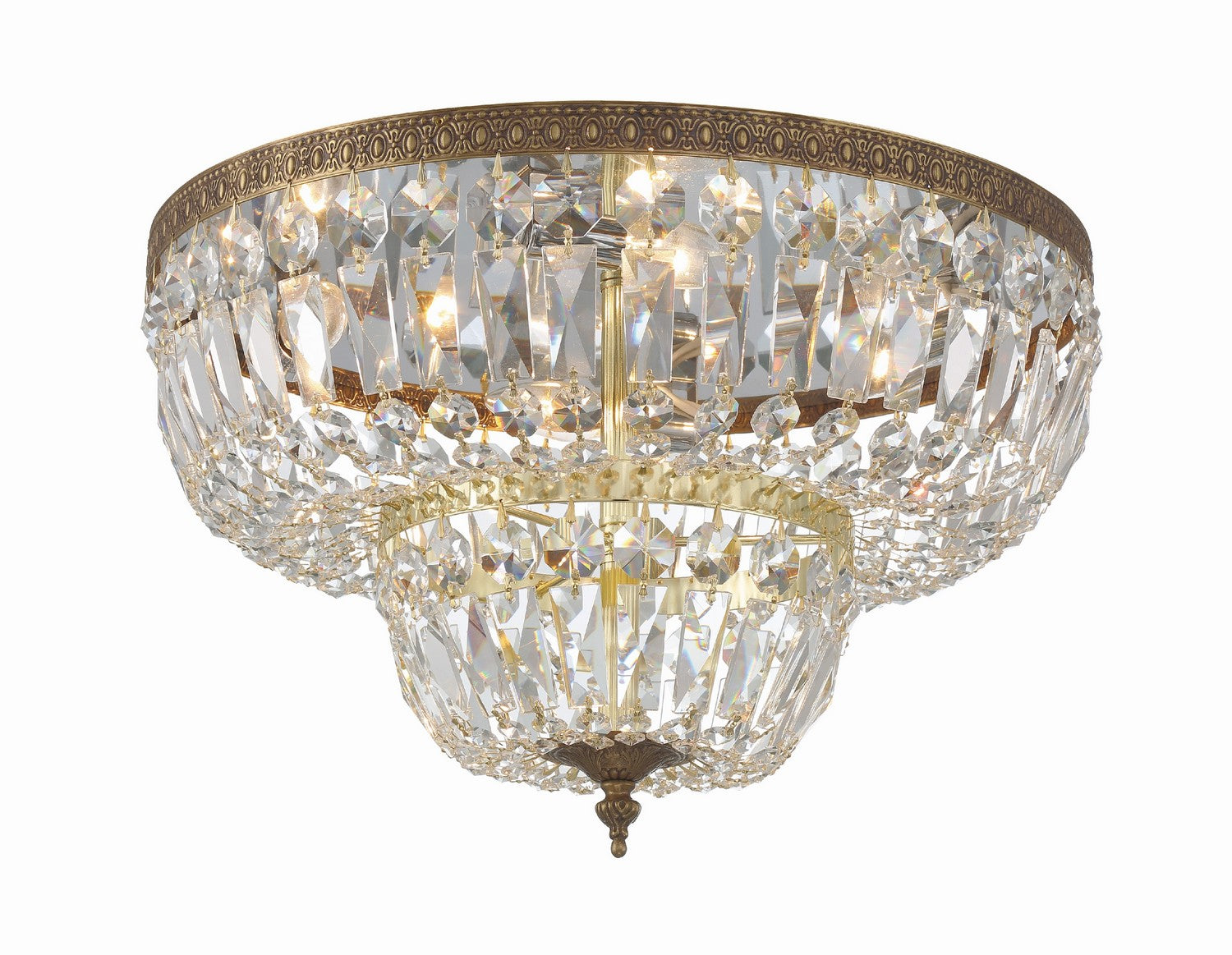 Waltham Four Light Flush Mount in Olde Brass