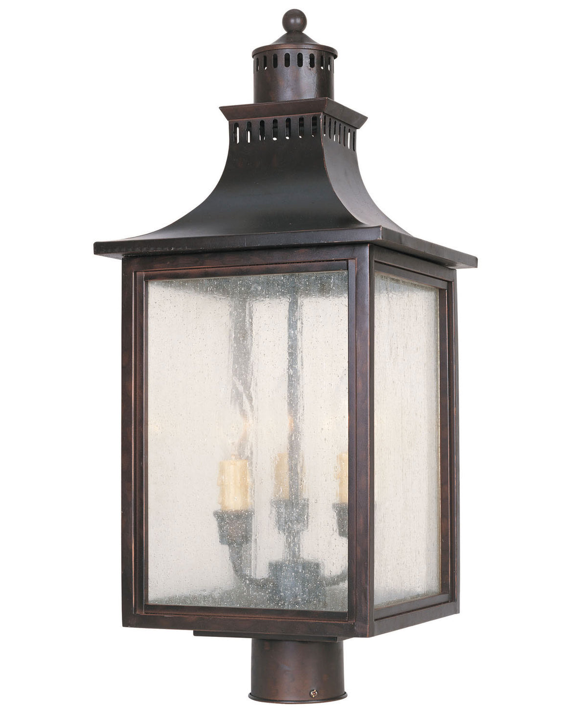 Monte Grande Three Light Post Lantern in English Bronze