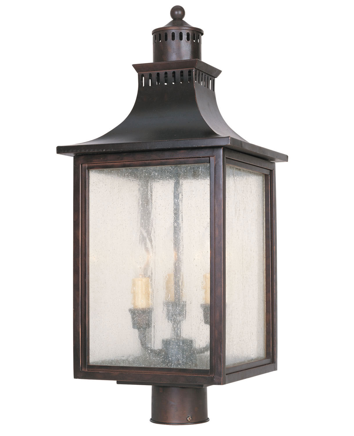Monte Grande Three Light Post Lantern in English Bronze