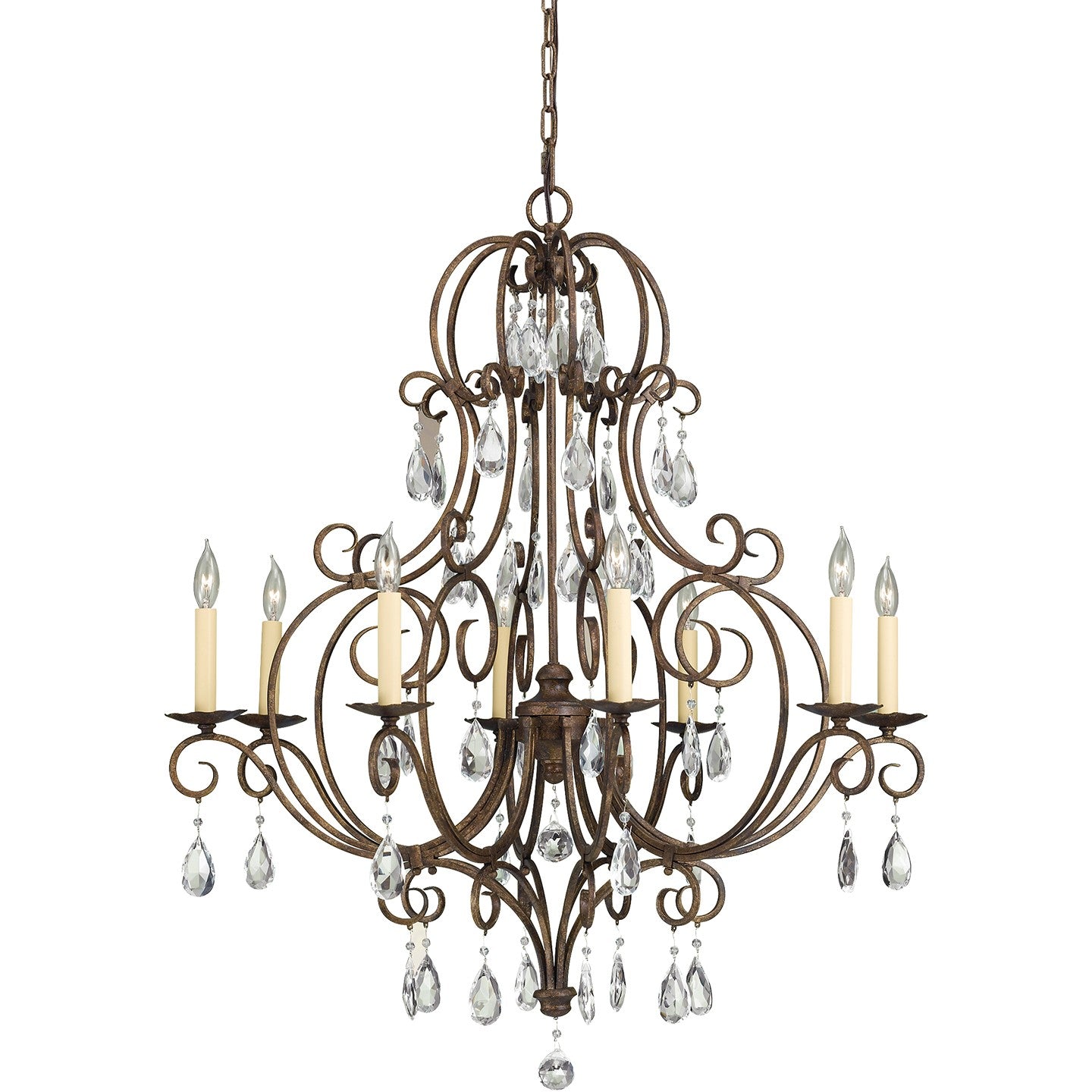 Lustre Chateau à huit lumières en bronze moka