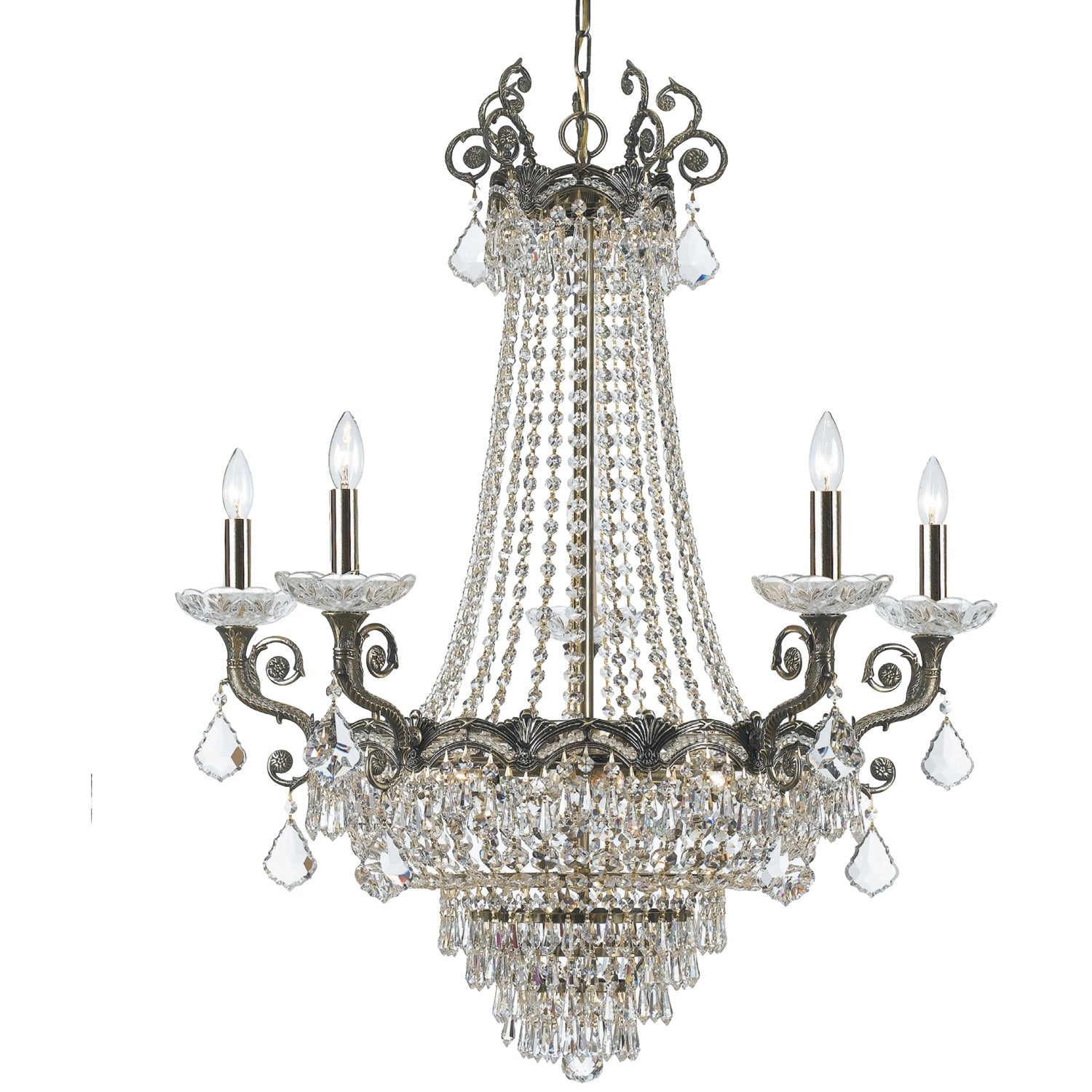 Majestic 11 Light Chandelier in Historic Brass