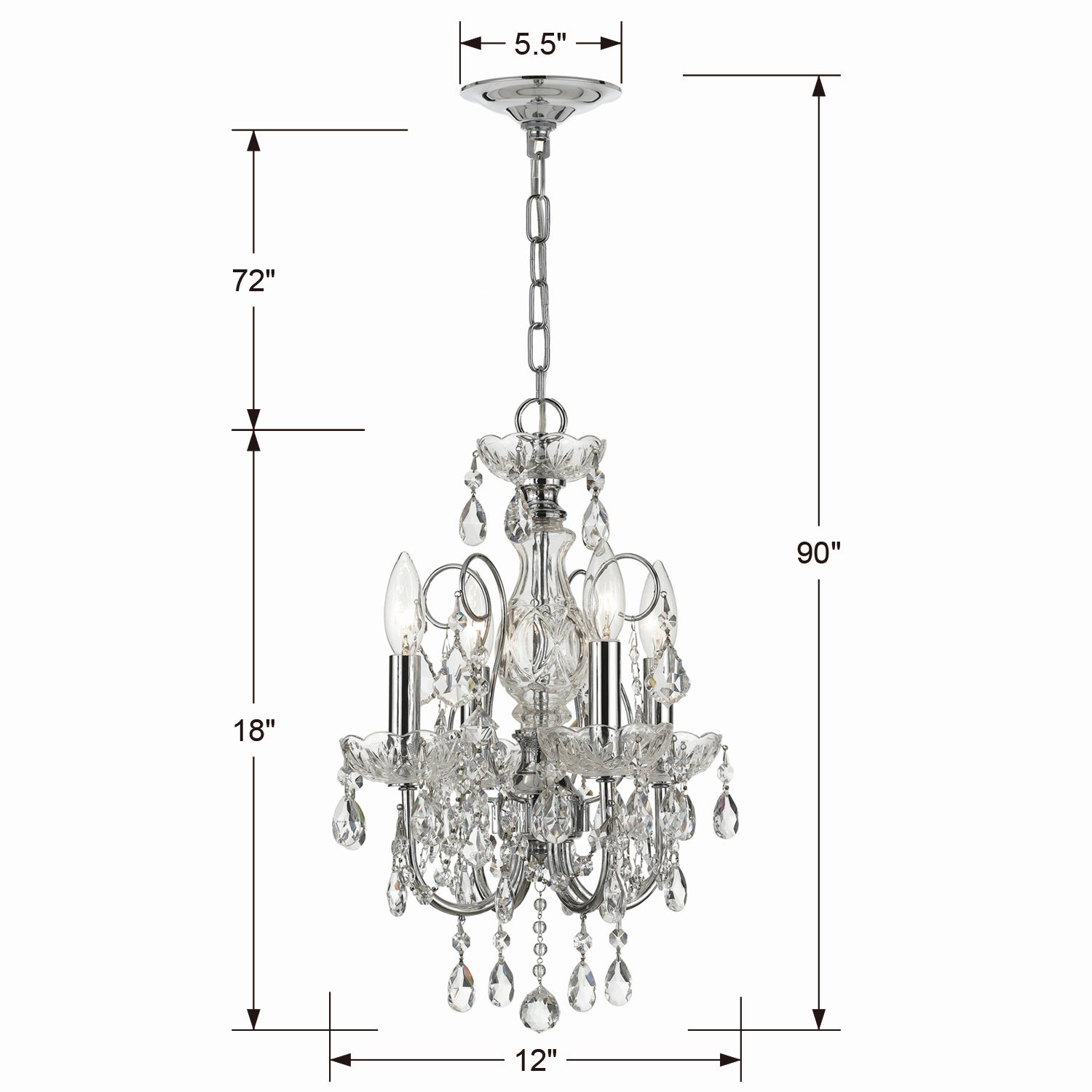 Imperial Four Light Mini Chandelier in Polished Chrome