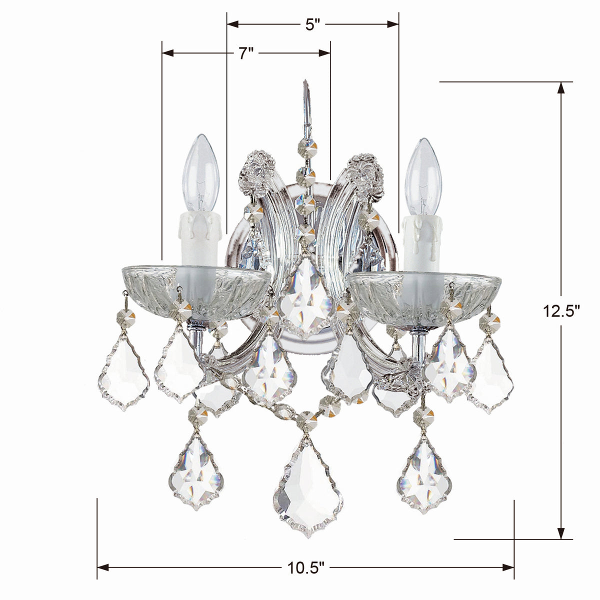 Maria Theresa Two Light Wall Sconce in Polished Chrome