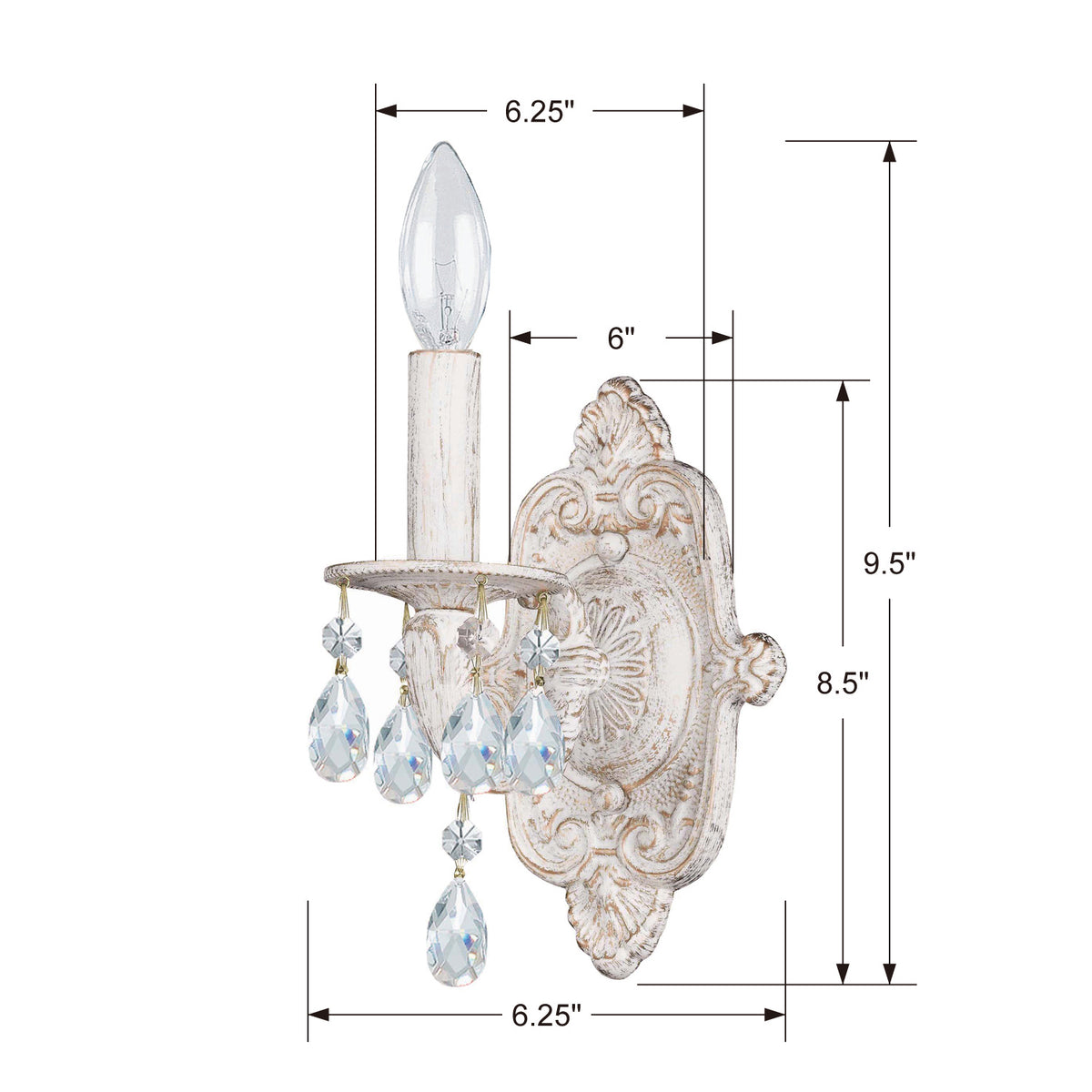 Paris Market One Light Wall Sconce in Antique White