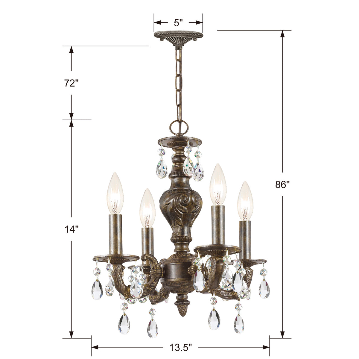 Paris Market Four Light Mini Chandelier in Venetian Bronze