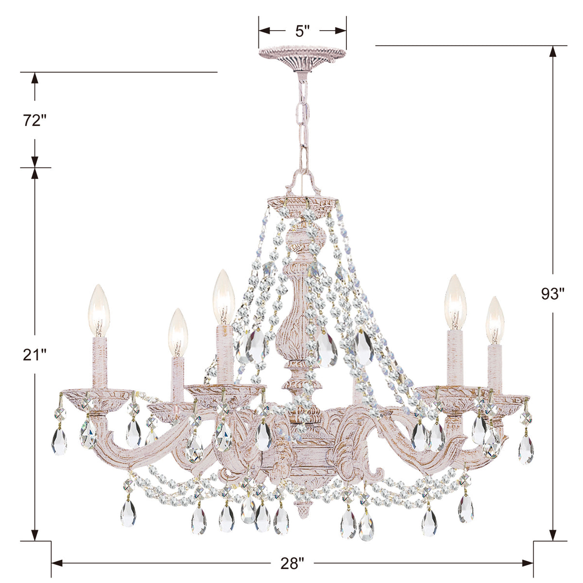Paris Market Six Light Chandelier in Antique White