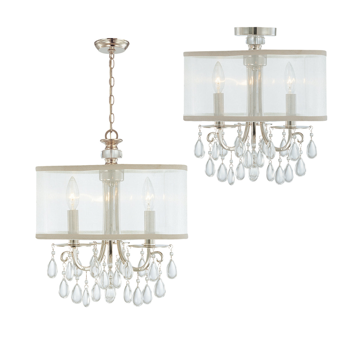Hampton Three Light Mini Chandelier in Polished Chrome