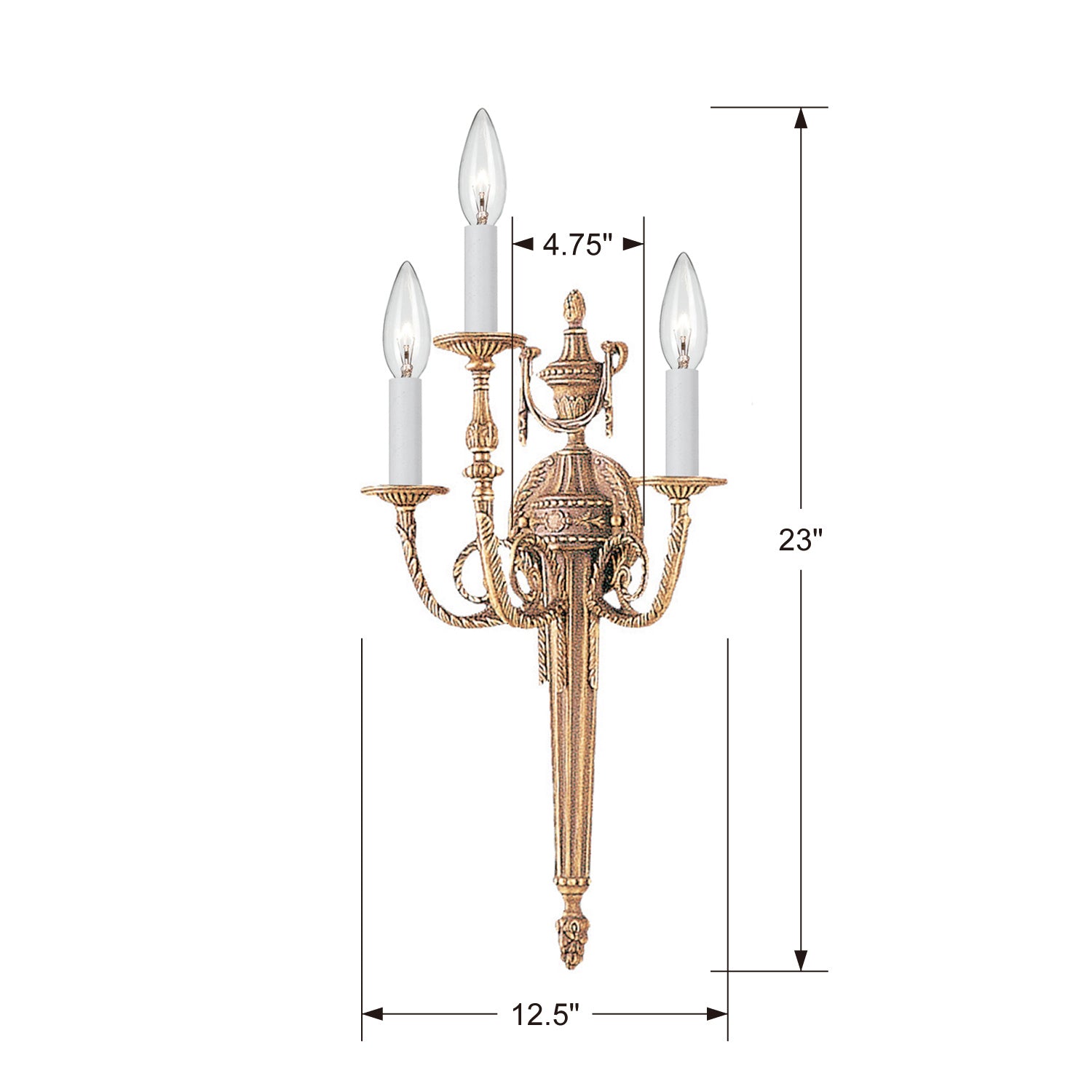 Loxley Three Light Wall Sconce in Matte Brass