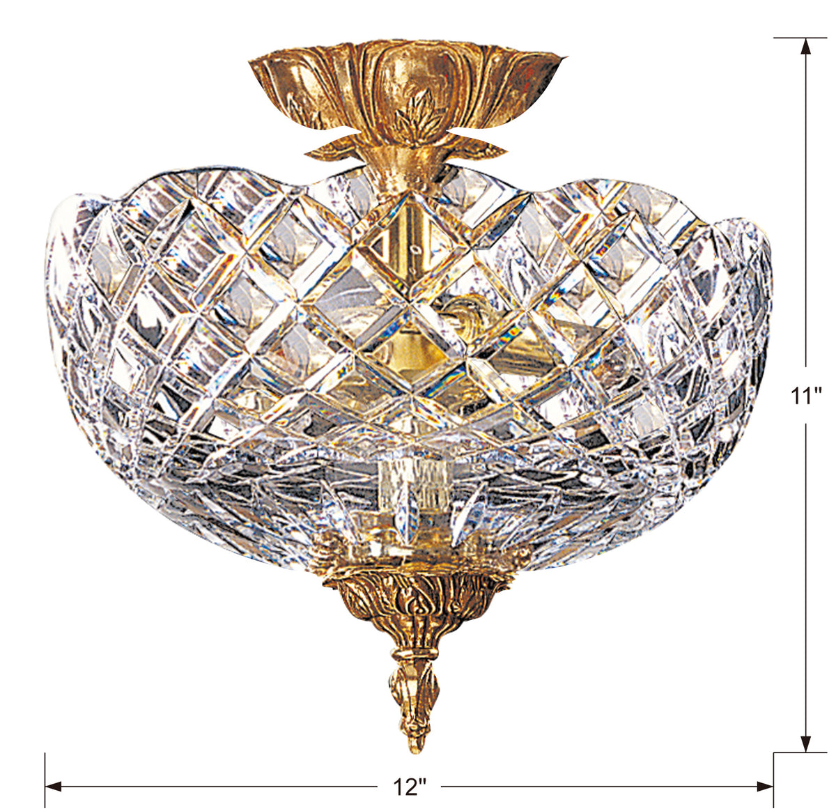 Milton Two Light Semi Flush Mount in Olde Brass