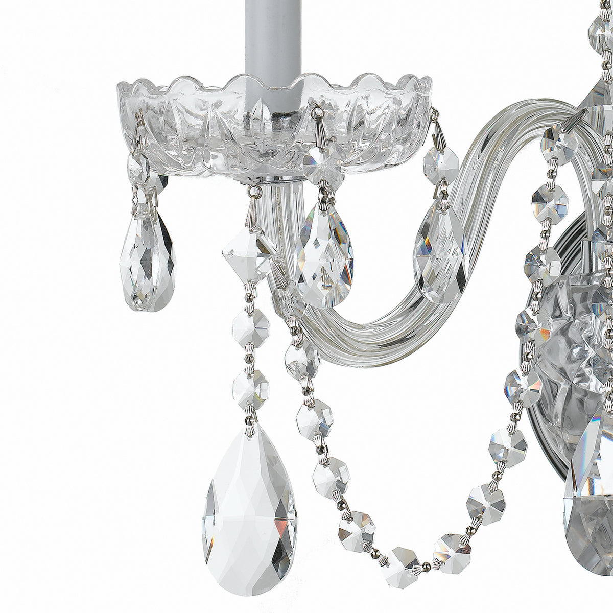 Traditional Crystal Three Light Wall Sconce in Polished Chrome