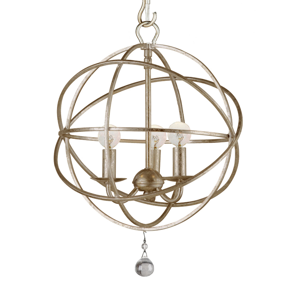Solaris Three Light Mini Chandelier in Olde Silver
