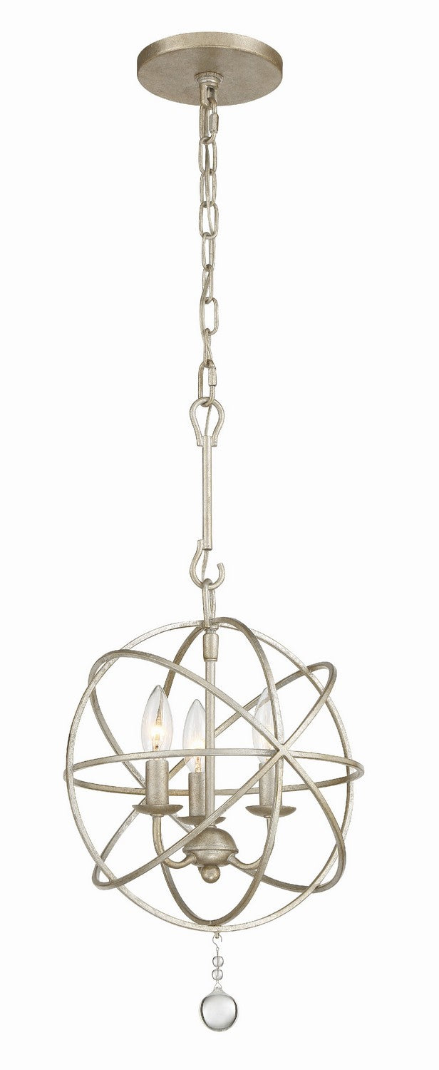 Solaris Three Light Mini Chandelier in Olde Silver