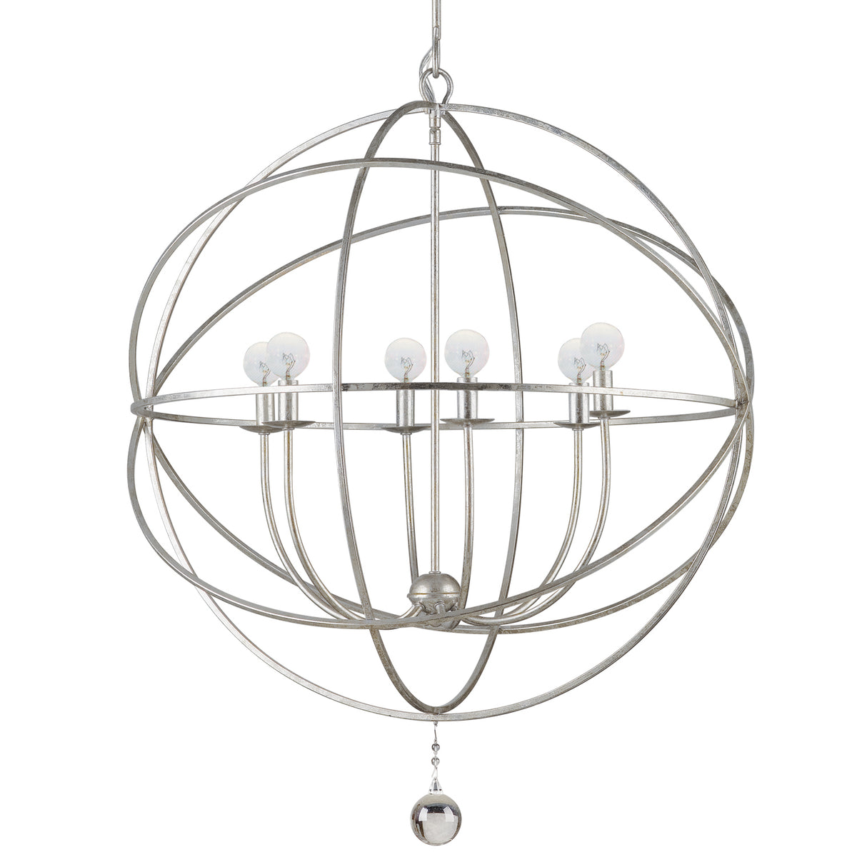 Solaris Six Light Chandelier in Olde Silver
