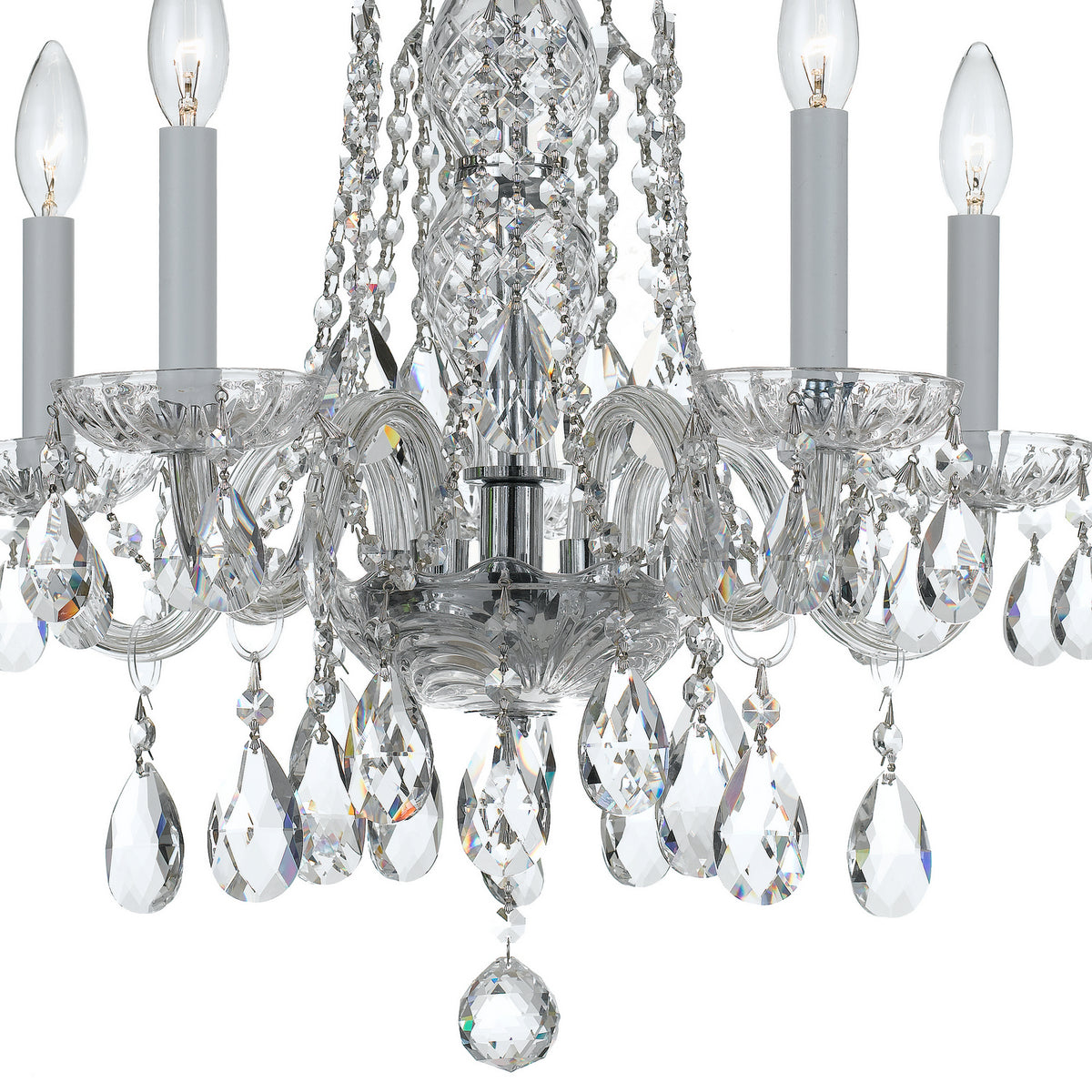 Traditional Crystal Five Light Mini Chandelier in Polished Chrome