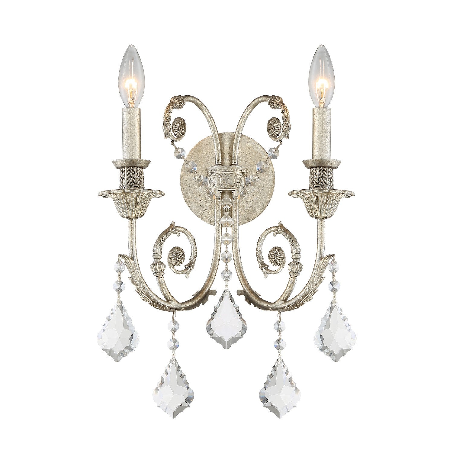 Regis Two Light Wall Sconce in Olde Silver