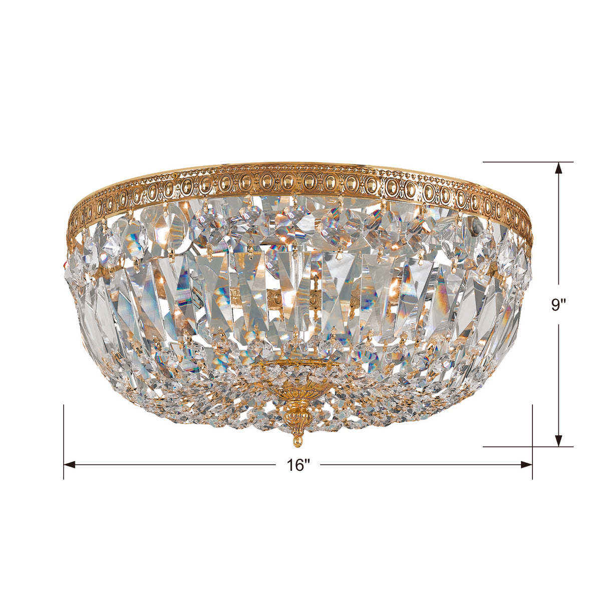 Waltham Three Light Flush Mount in Olde Brass