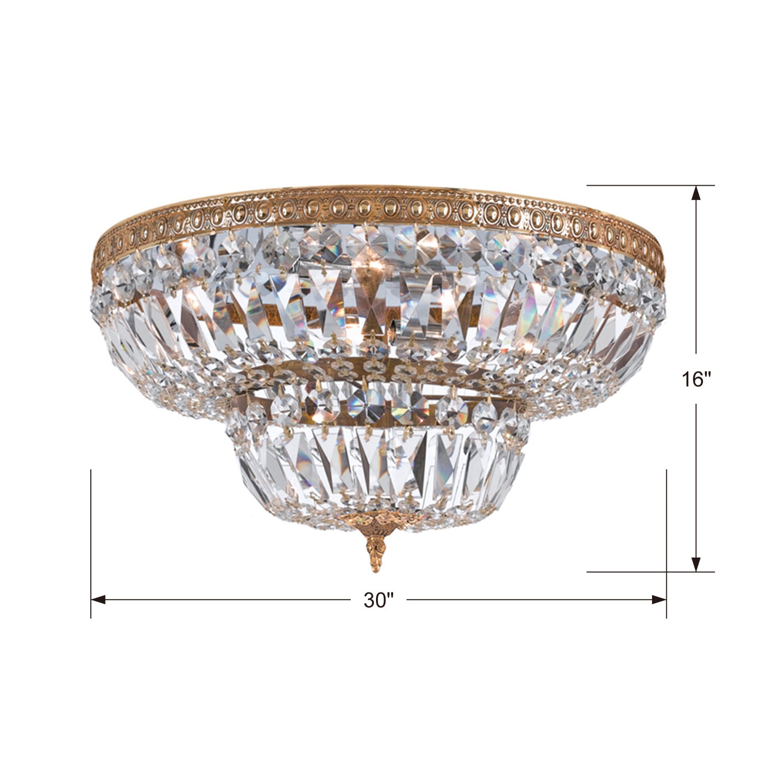 Waltham Eight Light Flush Mount in Olde Brass