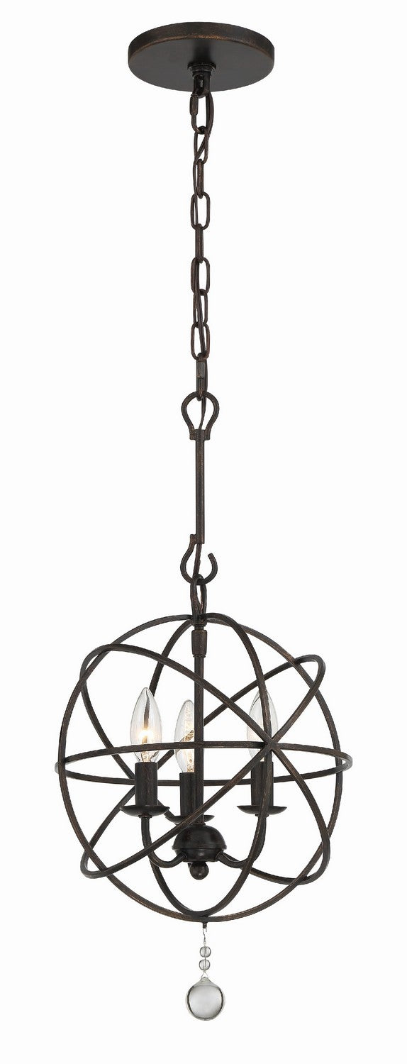 Solaris Three Light Mini Chandelier in English Bronze