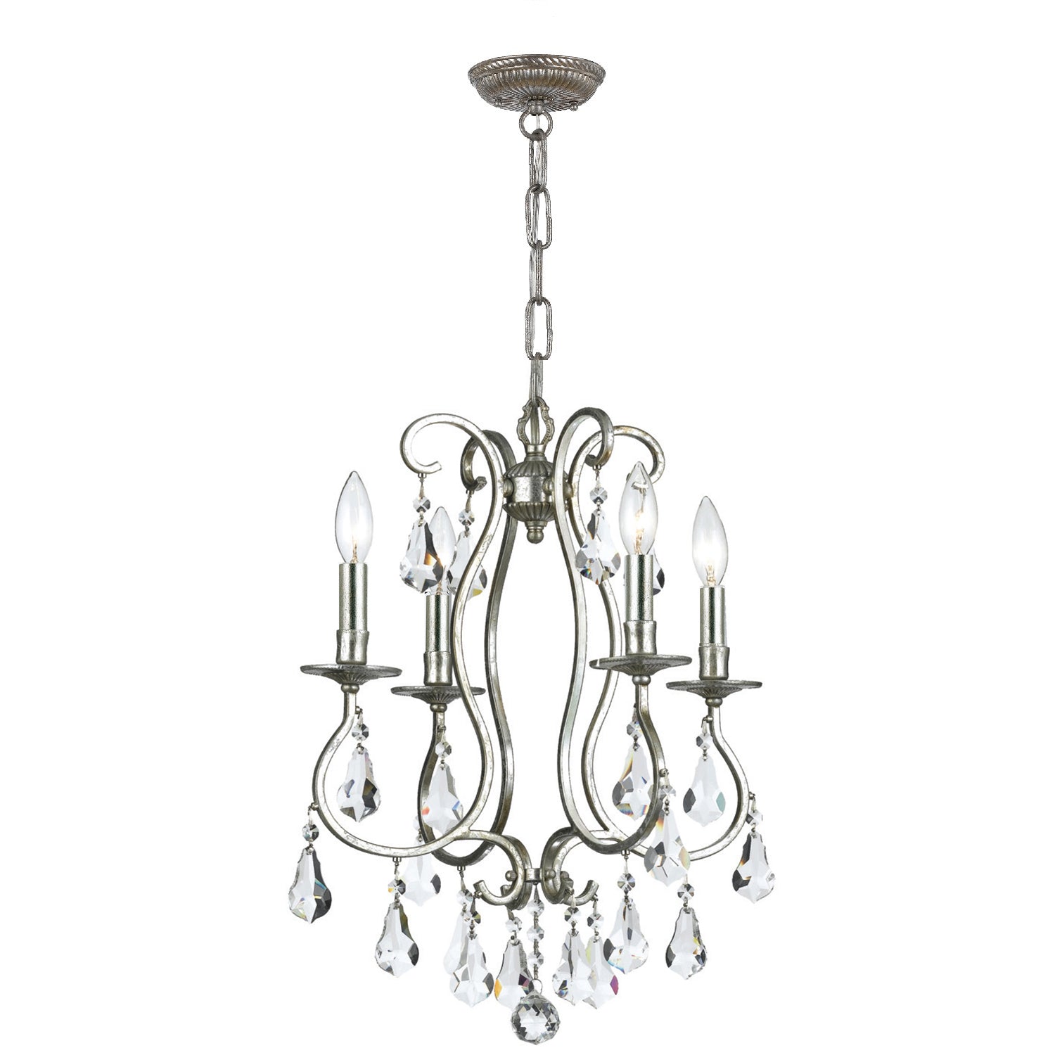Ashton Four Light Mini Chandelier in Olde Silver