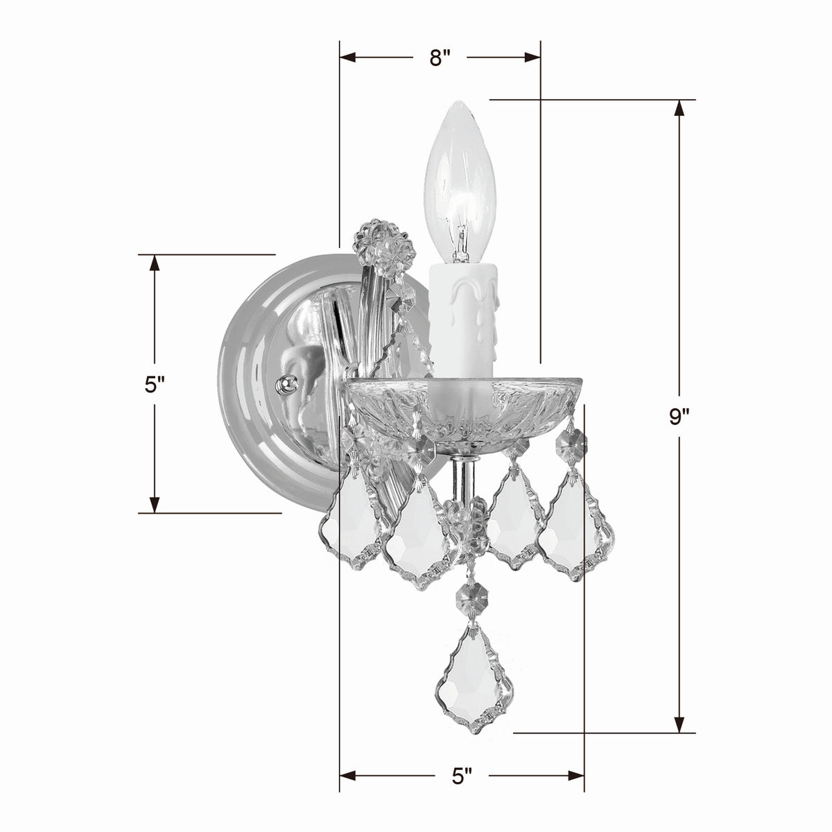 Maria Theresa One Light Wall Sconce in Polished Chrome