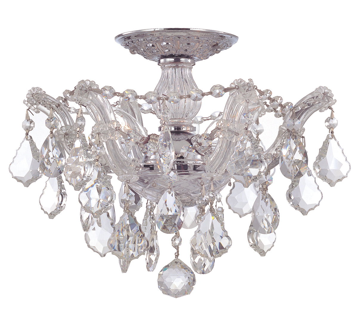 Maria Theresa Three Light Semi Flush Mount in Polished Chrome