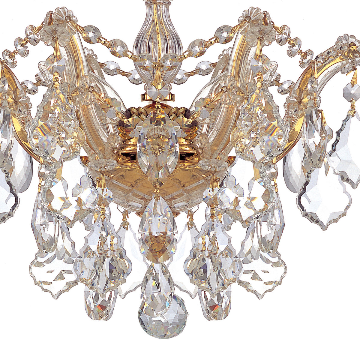 Maria Theresa Three Light Semi Flush Mount in Gold