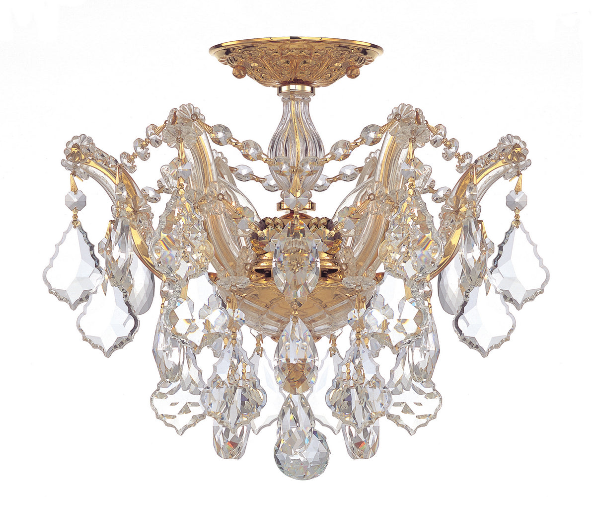 Maria Theresa Three Light Semi Flush Mount in Gold