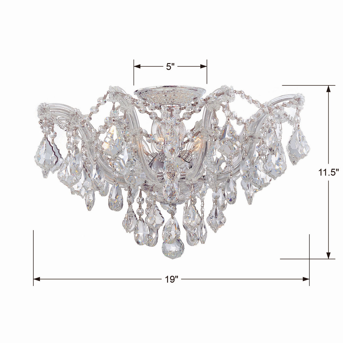 Maria Theresa Five Light Semi Flush Mount in Polished Chrome