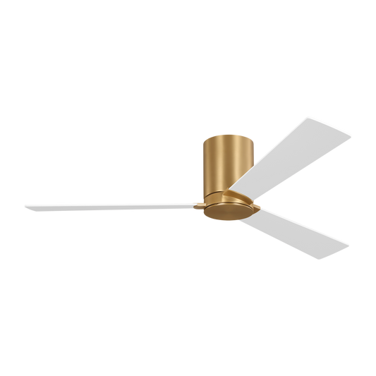 Rozzen 52-inch indoor/outdoor hugger fan  in Burnished Brass with Matte White blades with light kit and Handheld 6-speed reversing and dimming Remote included