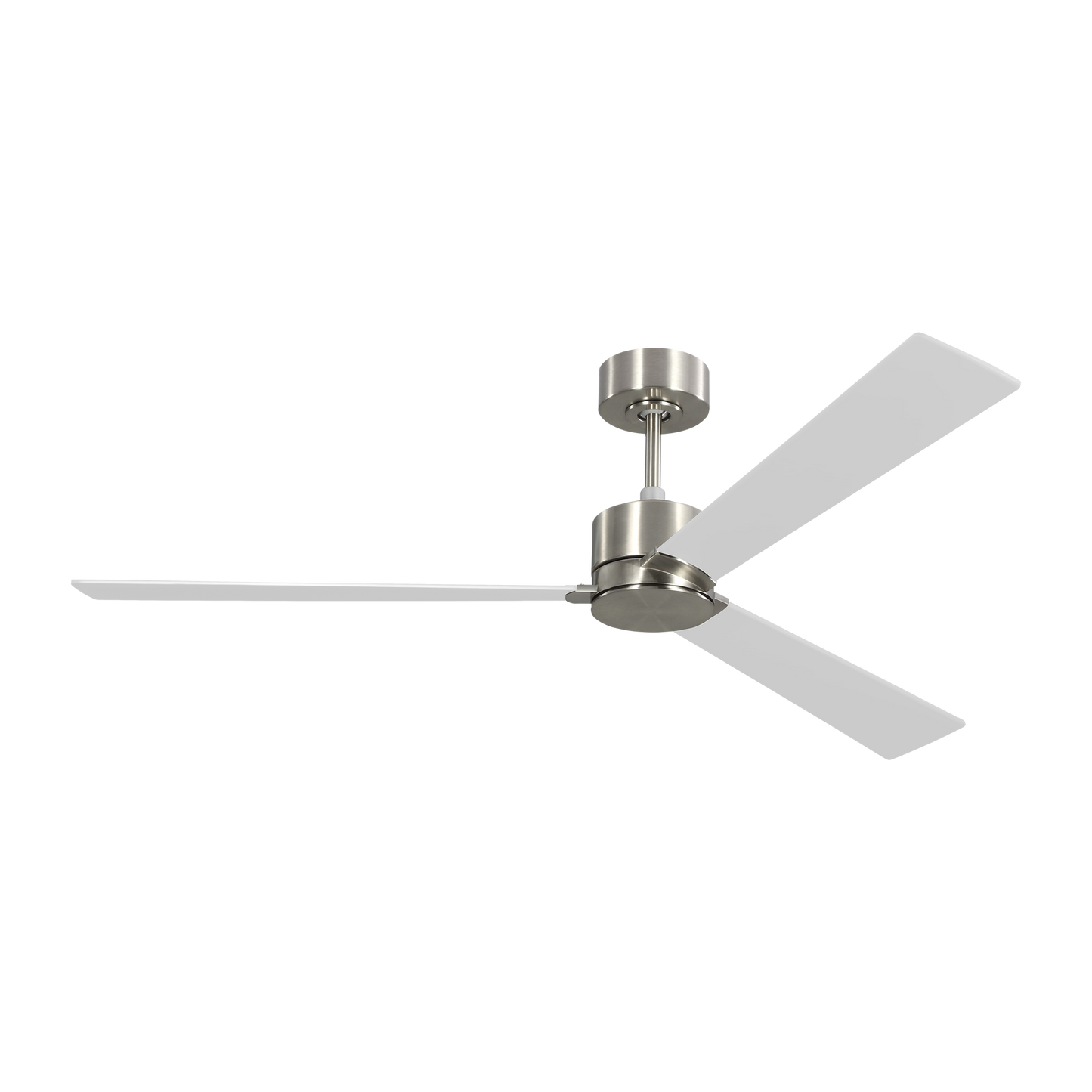 Rozzen Smart 60-inch indoor/outdoor ceiling fan in Brushed Steel with Silver/American Walnut reversible blades