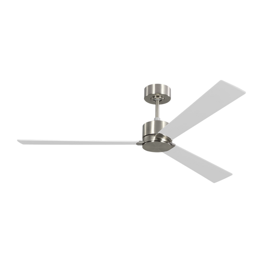Rozzen Smart 60-inch indoor/outdoor ceiling fan in Brushed Steel with Silver/American Walnut reversible blades