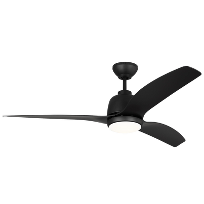 Avila 54" Dimmable Integrated LED Indoor/Outdoor Coastal Black Ceiling Fan with Light Kit, Remote Control and Reversible Motor