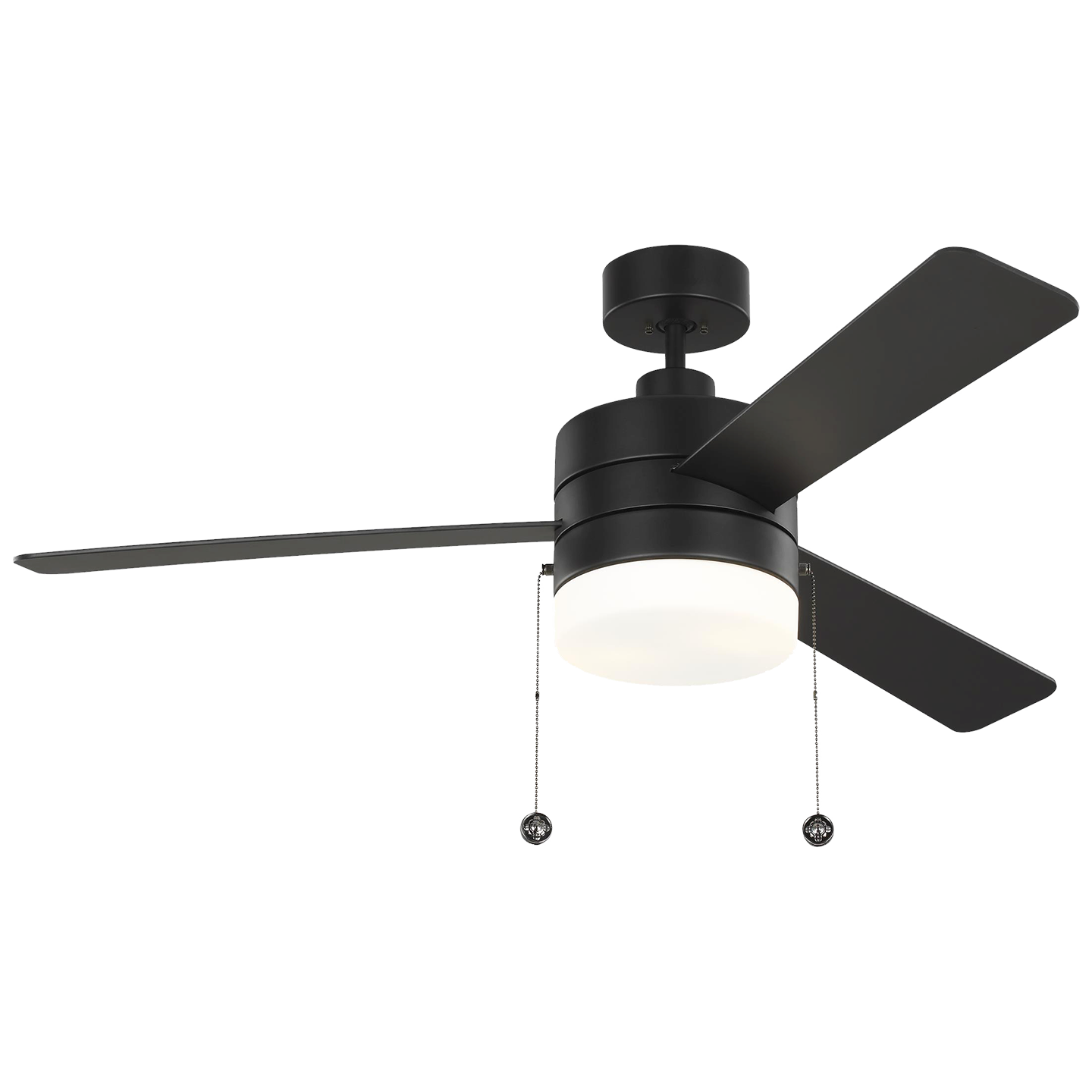 Syrus 52-inch indoor 3-blade ceiling fan in midnight matte black finish with reversible motor and LED light kit included