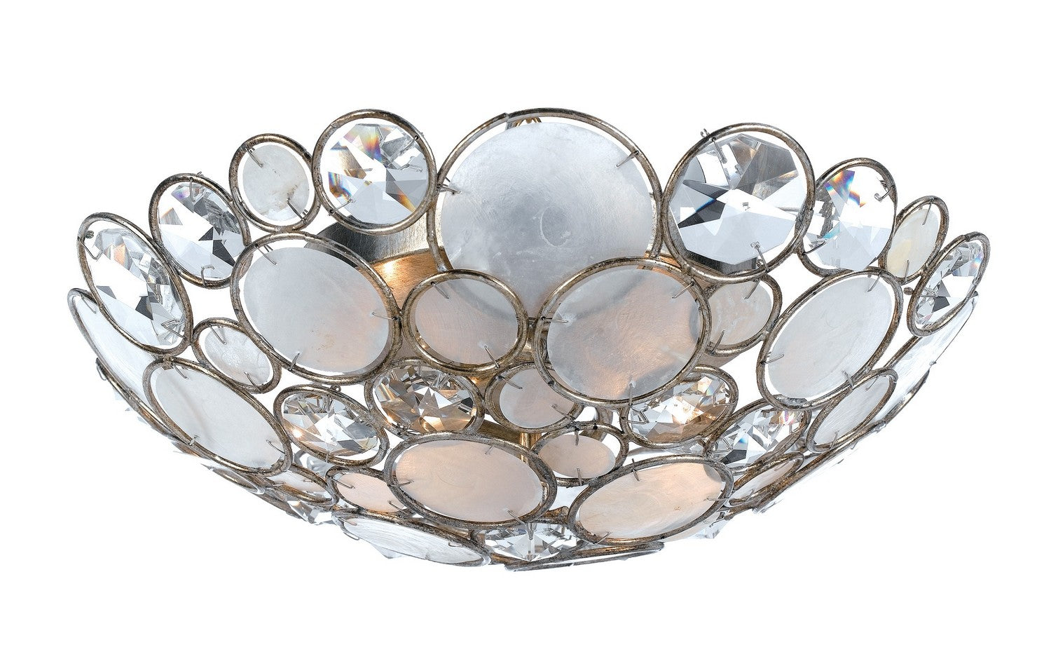 Palla Three Light Flush Mount in Antique Silver