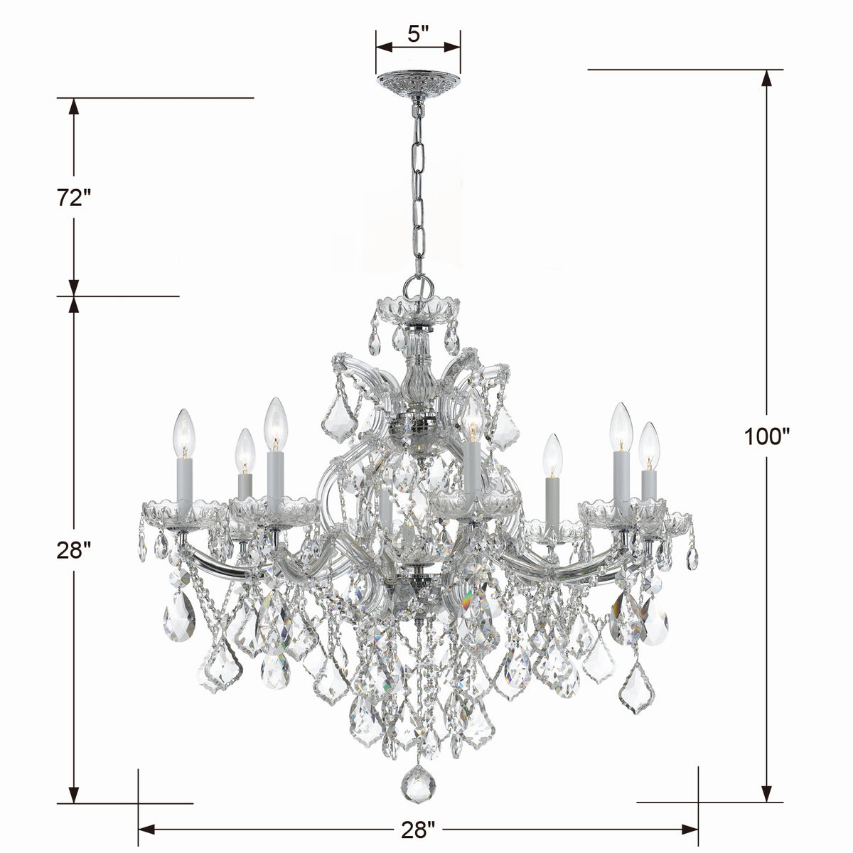 Maria Theresa Nine Light Chandelier in Polished Chrome